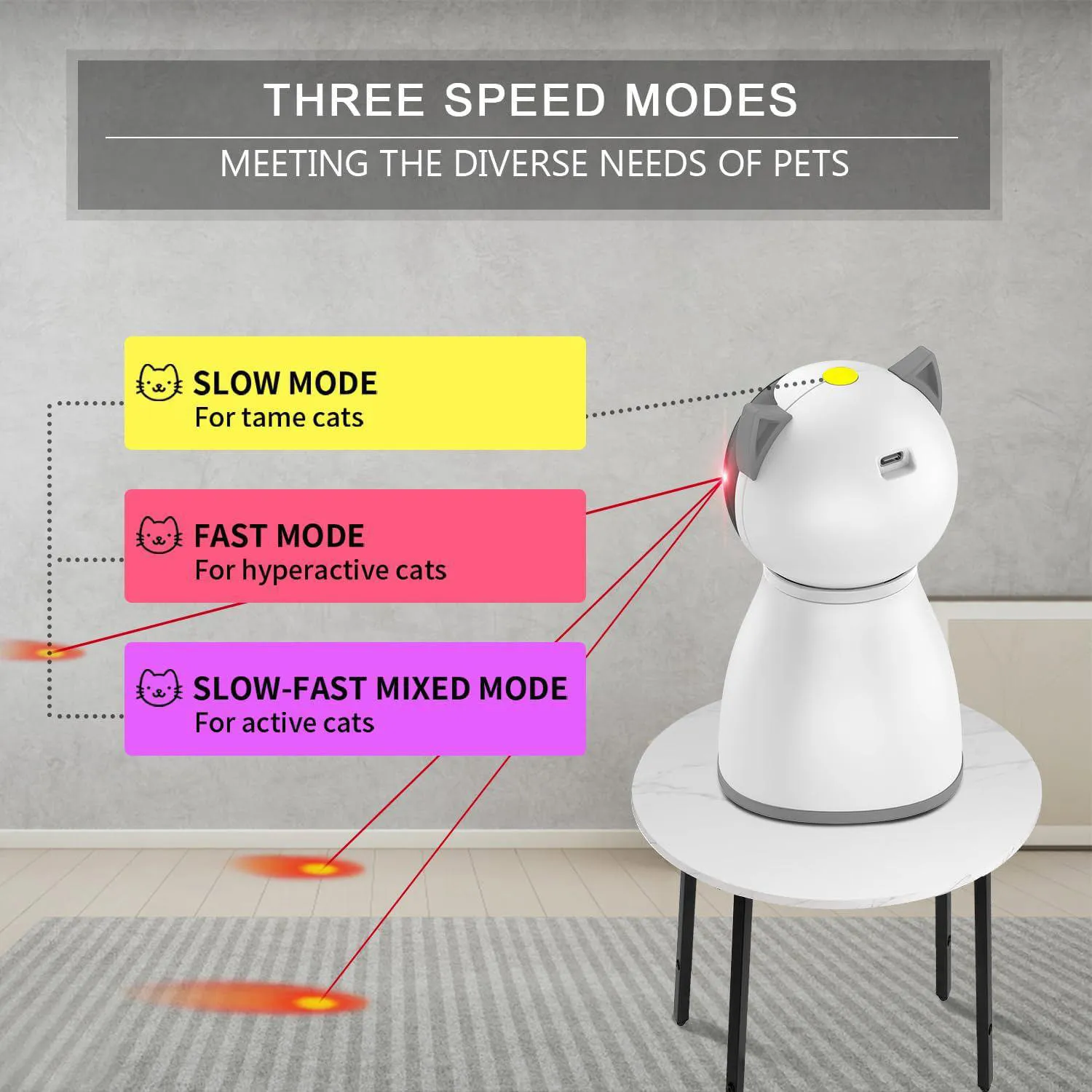 Juguete Láser Automático para Gato con Sensor de Movimiento YVE LIFE Blanco 5