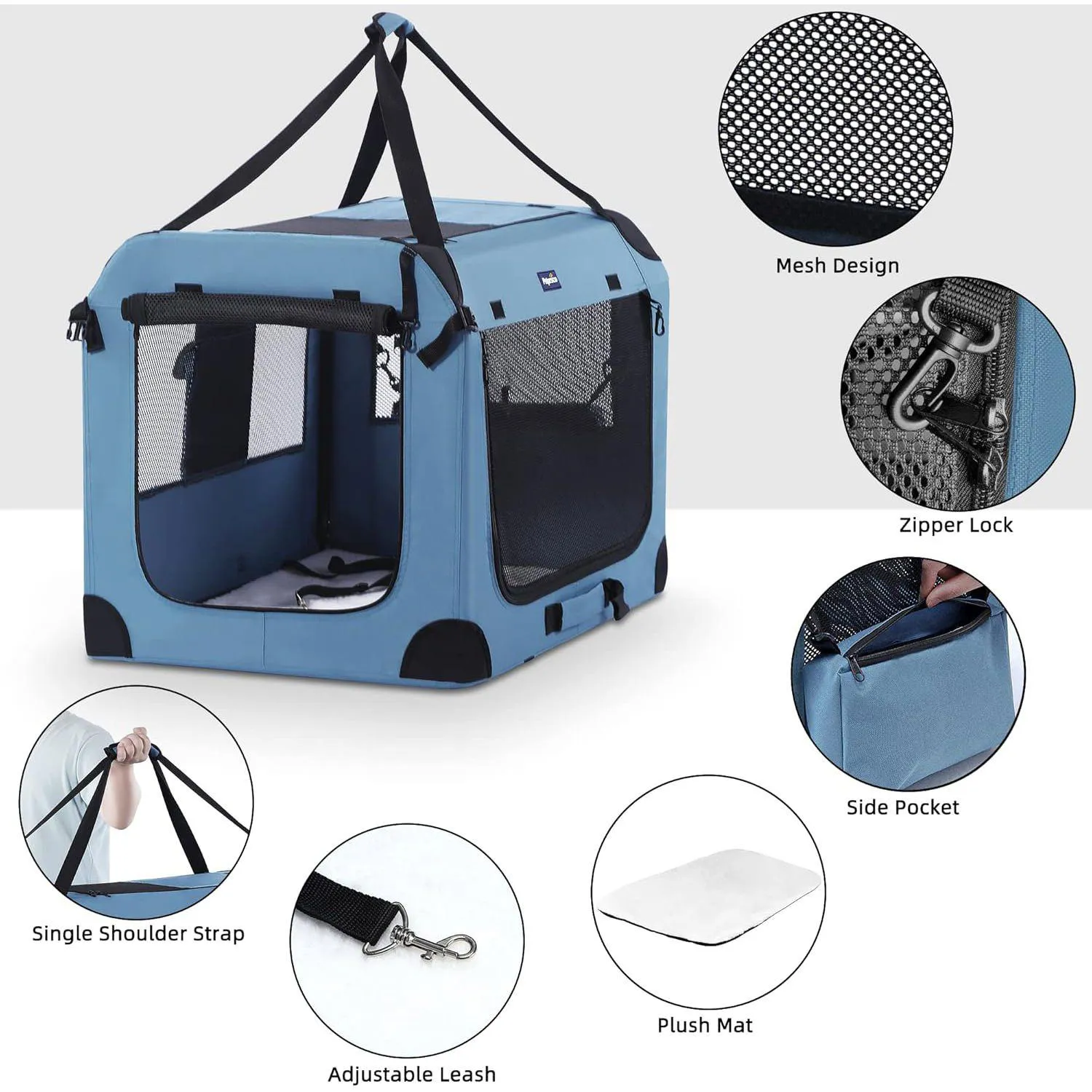 Jaula Portátil para Perros Medianos Plegable con Accesorios Petprsco 3