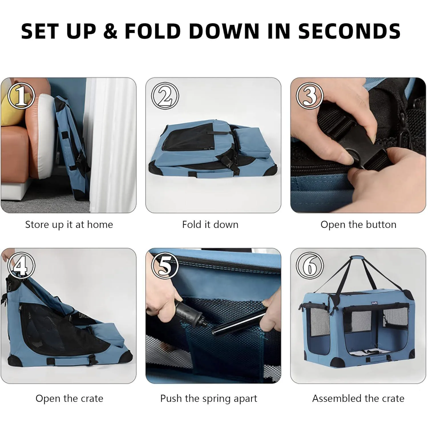Jaula Portátil para Perros Medianos Plegable con Accesorios Petprsco 4