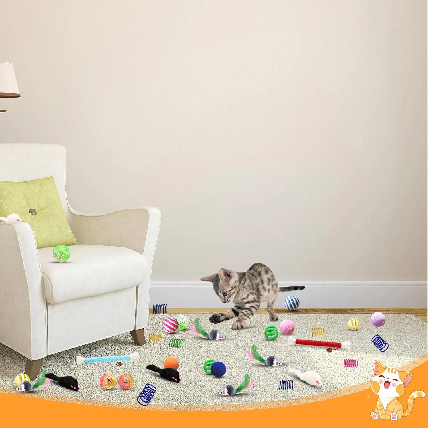 Set de Juguetes Interactivos para Gato con Muñecos y Pelotas YULOYI 34 Piezas 5