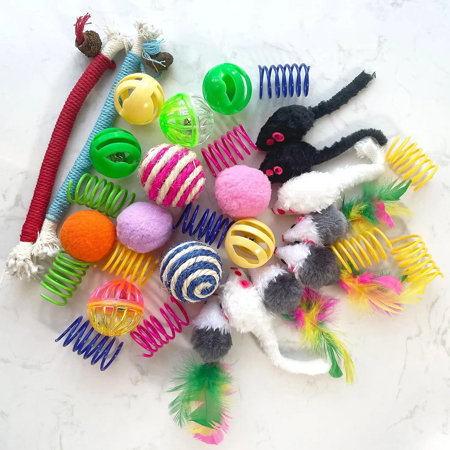 Set de Juguetes Interactivos para Gato con Muñecos y Pelotas YULOYI 34 Piezas 9