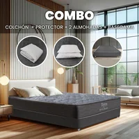 Combo Colchón y Base Cama Terra Queen 160x190cm Medio Firme Ortopédico con Almohada y Protector Set X 3 Unidades