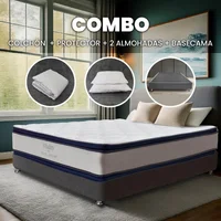 Combo Colchón y Base Cama Vitality Doble 140x190cm Medio Firme Ortopédico con Almohada y Protector Set X 4 Unidades