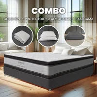 Combo Colchón y Base Cama Serenity Queen 160x190cm Medio Firme Ortopédico con Almohada y Protector Set X 4 Unidades