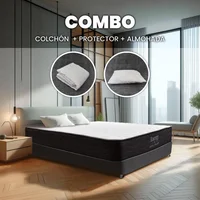 Combo Colchón Energy Sencillo 100x190cm Medio Firme Ortopédico con Almohada y Protector Set X 4 Unidades