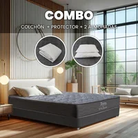 Combo Colchón Terra Doble 140x190cm Medio Firme Ortopédico con Almohada y Protector Set X 3 Unidades