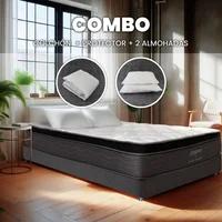 Combo Colchón Elegance Pocket Doble 140X190cm Medio Suave Ortopédico con Almohada y Protector Set X 4 Unidades