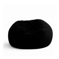 Puff Redondo Gigante Tela Peluche Negro Silla Cojín Dormipuff