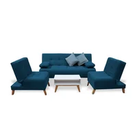 Sala Clic Clac Egli 3 Posiciones Reclinable Azul Petroleo + Cojines