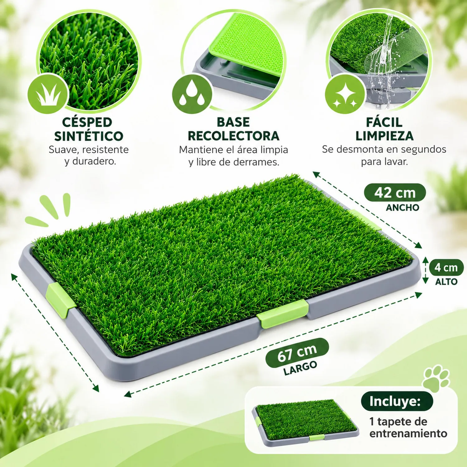 Tapete Baño Entrenamiento Para Perros Gatos Ecológico 42X67Cm 3