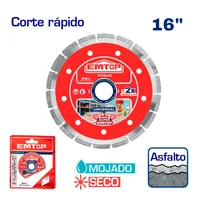 Disco Diamantado Segmentado 16 Pulgadas Emtop