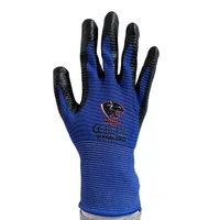 Guante Poliester Nitrilo Corrugado Azul Hand-pro T.9 Set x 12 Pares