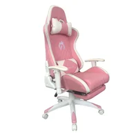 Silla Gamer Profesional Waifu Blanca Rosado Descansapies Ergonomica
