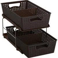 Organizador De Baño Marrón De 2 Niveles Con Cajón Deslizante Simple Houseware