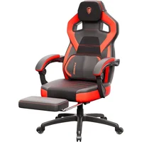Silla Gamer Ergonómica de Cuero Sintético con Masaje Reposapiés y Respaldo Alto