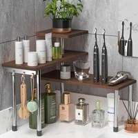 Organizador Ajustable De Esquina Para Cocina Y Baño Con Estantes De Bambú