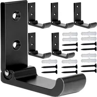 Ganchos De Pared Plegables MsBong Negro Mate De Aluminio Alta Resistencia
