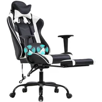 Silla Ergonómica BestOffice Blanca con Masaje y Reposapiés Ajustable