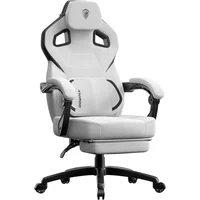 Silla Gamer Dowinx de Tela Gris con Respaldo Ancho y Reposapiés Ergonómico