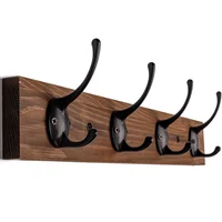 Perchero De Pared VERTORGAN Marrón Con Cuatro Ganchos De Madera