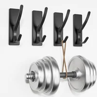 Ganchos Adhesivos Pesados de Acero Inoxidable 4 Pack Matt Black