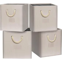 Organizador Plegable de Tela con Asas Trenzadas y Bolsillo Simple Houseware