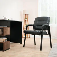 Silla de Oficina Clásica con Tapizado Negro y Estructura Metálica Resistente