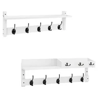 Perchero De Pared Homode Blanco Con Estante Y Ganchos Para Llaves Y Abrigos