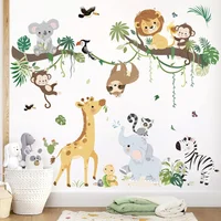 Calcomanías De Animales De La Selva Para Pared Infantil Extraíbles