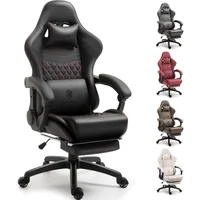 Silla Gamer Dowinx Negra con Masaje Lumbar y Reposapiés Reclinable