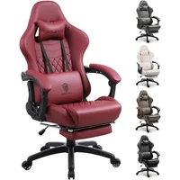 Silla Gamer Dowinx Roja con Masaje Lumbar y Reposapiés Estilo Vintage