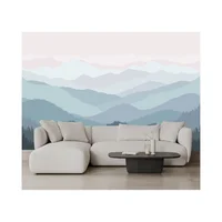 Papel Mural Montañas y Bosque Rosa para Dormitorio y Sala de Estar