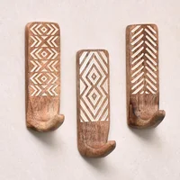 Ganchos de Madera Boho Indian Shelf 3 Ganchos Sin Taladro
