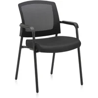 Silla de Espera CLATINA Negra con Respaldo de Malla y Soporte Lumbar