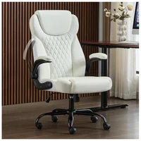Silla Ejecutiva amseatec Blanca con Brazos Abatibles y Soporte Ergonómico