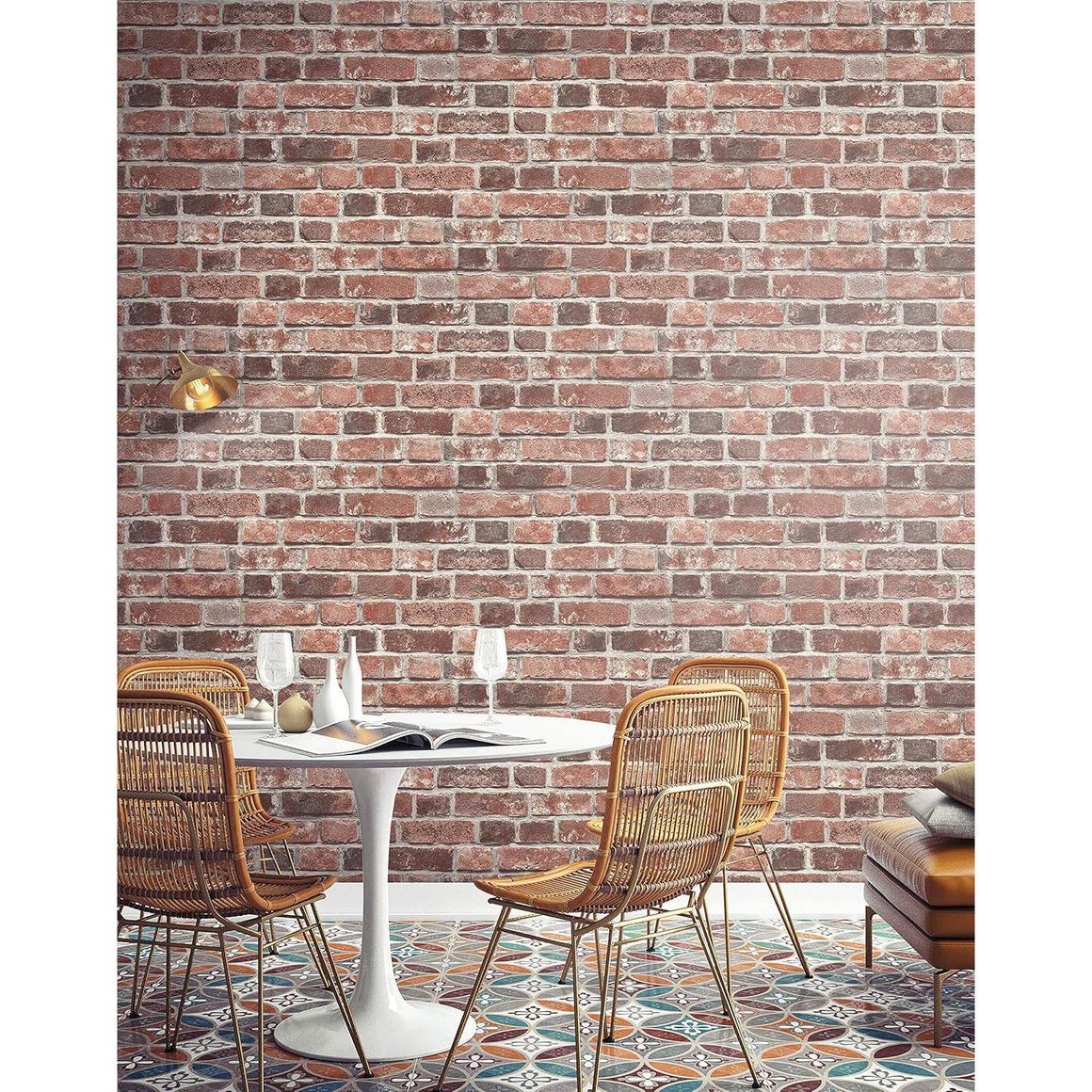 Papel Tapiz NextWall De Ladrillo Envejecido Rojo - Homecenter.com.co