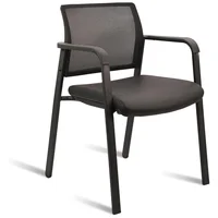 Silla Apilable de Oficina con Respaldo de Malla y Asiento Acolchado en Cuero