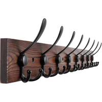 Perchero de Pared con 8 Ganchos Triples en Madera de Pino