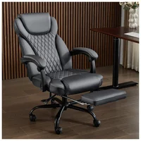 Silla Ejecutiva amseatec Gris con Reposapiés y Soporte Ergonómico