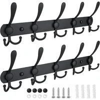Perchero de Pared TICONN 5 Ganchos Metálicos 2 Pack