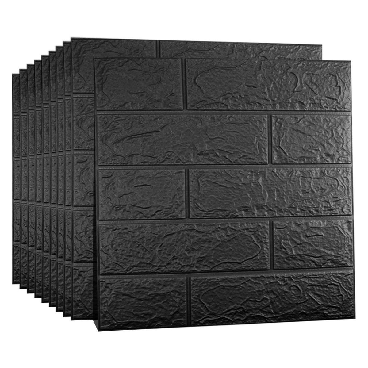 Paneles Decorativos 3D Autoadhesivos Negro Efecto Ladrillo 10 Unidades ...