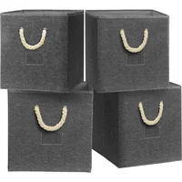 Organizador Plegable de Tela con Asas Trenzadas para Estantería