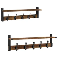 Perchero de Pared Homode con Estante Marrón Vintage 2 Piezas Resistentes