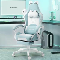 Silla Gamer Dowinx Verde Azul con Orejas de Gato y Masaje Lumbar