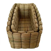 Canasto Organizador de Junco Tejido 26x12x9 cm Natural Just Home Collection