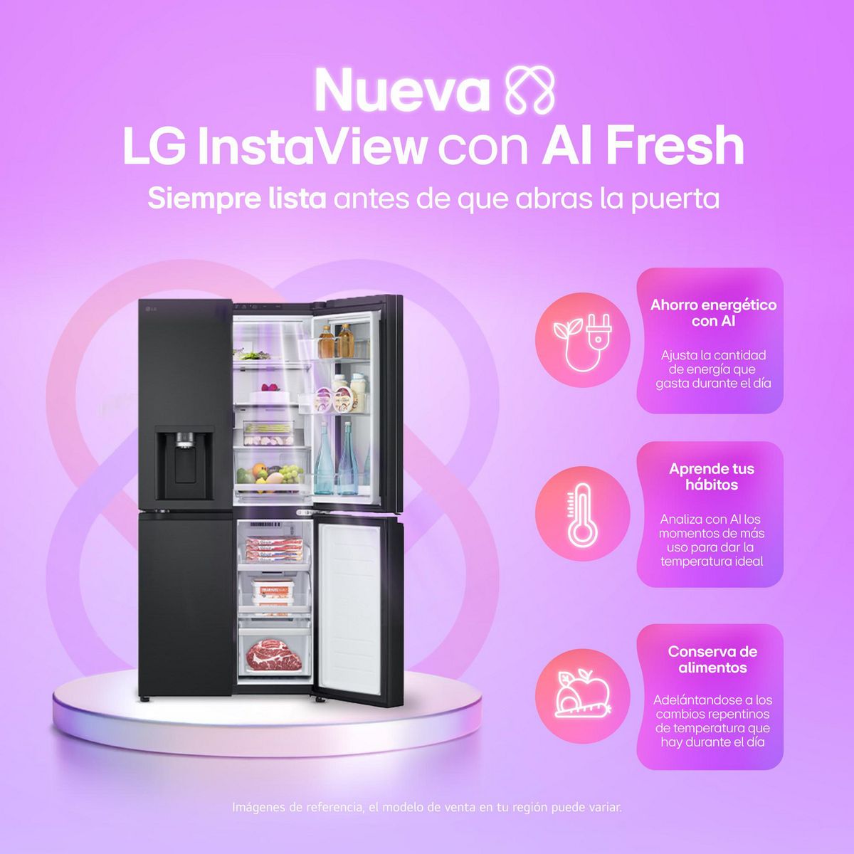 LG - Nevecón Tipo Europeo 508 Litros Instaview. Tecnología Uvnano Negro Matte Gm57sxm