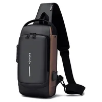 Morral Antirrobo Maleta Impermeable Bolso Cruzado Puerto Usb - Marron