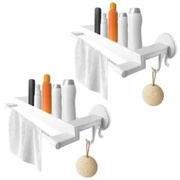 Set X2 Estantes Organizadores de Baño Adhesivo Con Toallero