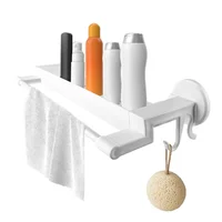 Estante Organizador de Baño Adhesivo Con Estante y Toallero
