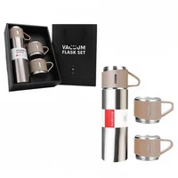 52 Bits Termo para Bebidas Caliente y Frio+3 Tazas Elegantes Plateado